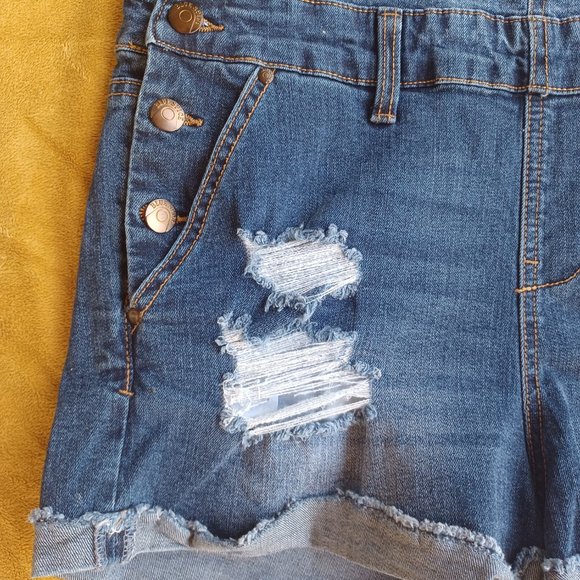 Blue Spice Size 9 Denim Overall Shorts - Picture 5 of 12